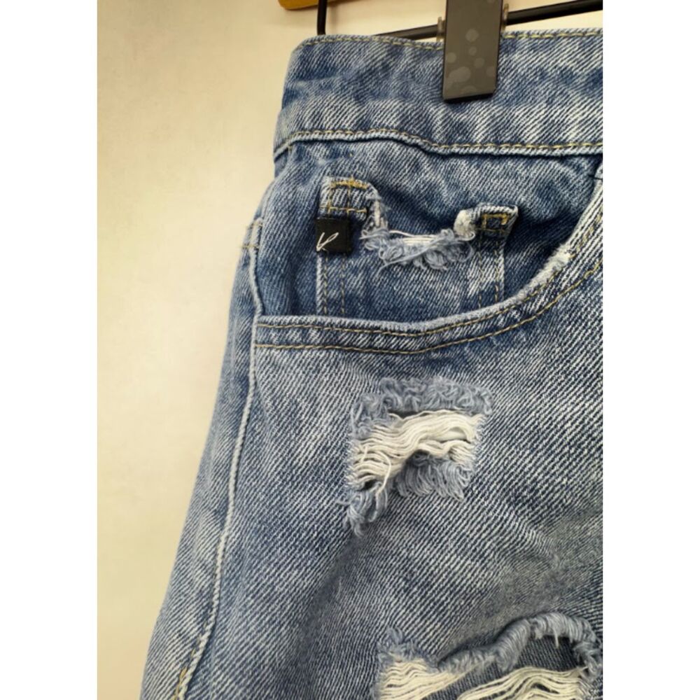 Kancan Light Wash Destroyed Denim Shorts Ripped Festival Summer Shorts SM - Picture 6 of 9